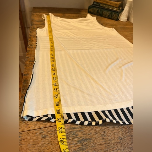 🤍TWIN-SET SIMONA BARBIERI – Ivory & Black Striped Drape-Front Top – Size L - Picture 8 of 10